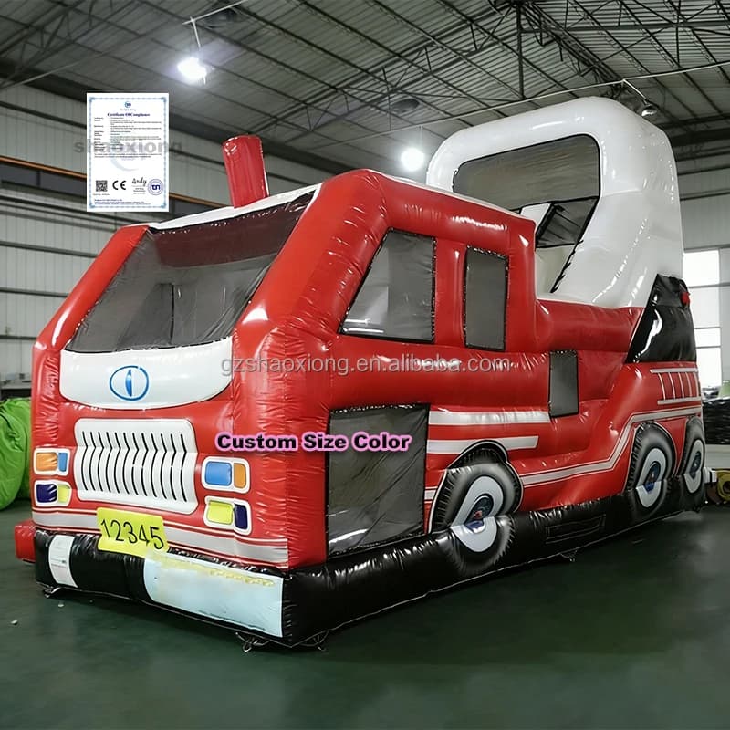 Fire Truck Theme Inflatable Bouncy Slide Castle Commercial Bounce House Toddlers Kids Inflatable Bounce House with Slide Combo