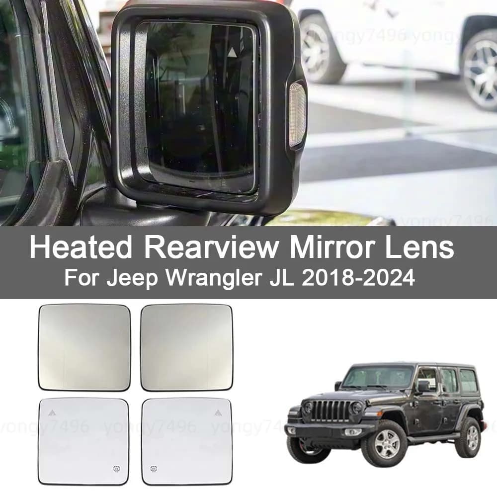 Car Rearview Accessories Heated Rearview Mirror Lens For Jeep Wrangler JL 2018-2024 Cars Accessories Upgrade Modify A Car