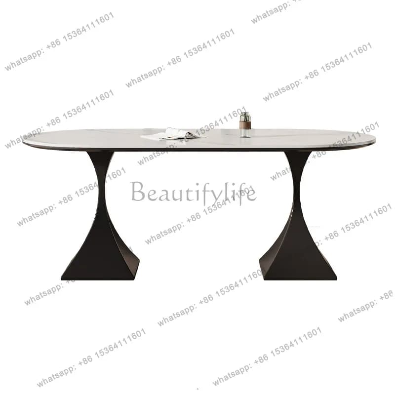 French medieval rock slab dining table minimalist light luxury wabi sandy wind simple rectangle