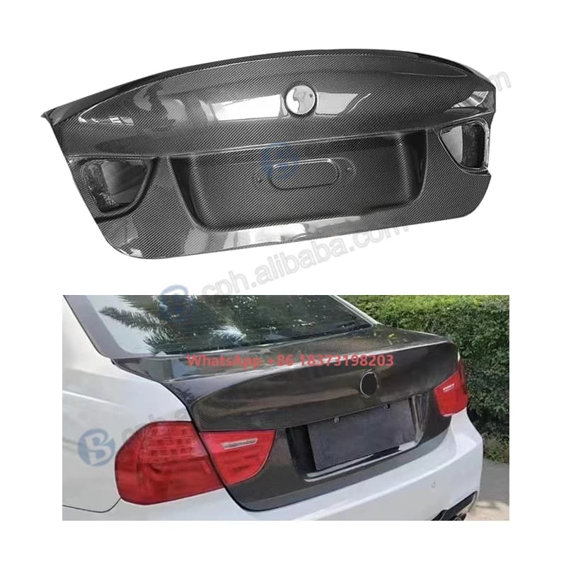 CLS Style Black Carbon Fiber Rear Trunk Lid Cover for 3 Series E90 E92 328i 335i 2007 2008 2009 2010 2011 2012 Carbon Trunk