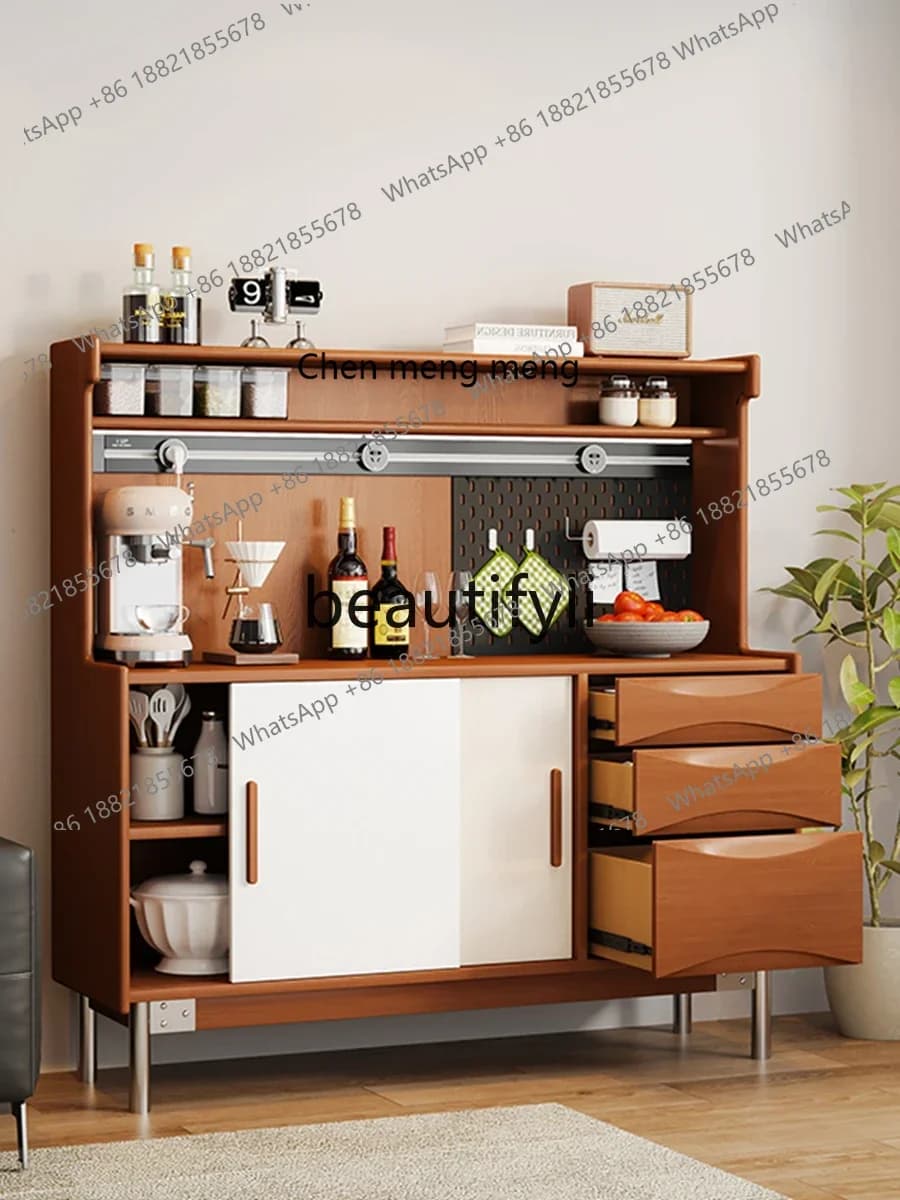 zqxNordic retro solid wood dining side cabinet medieval home storage wine cabinet living room wall locker