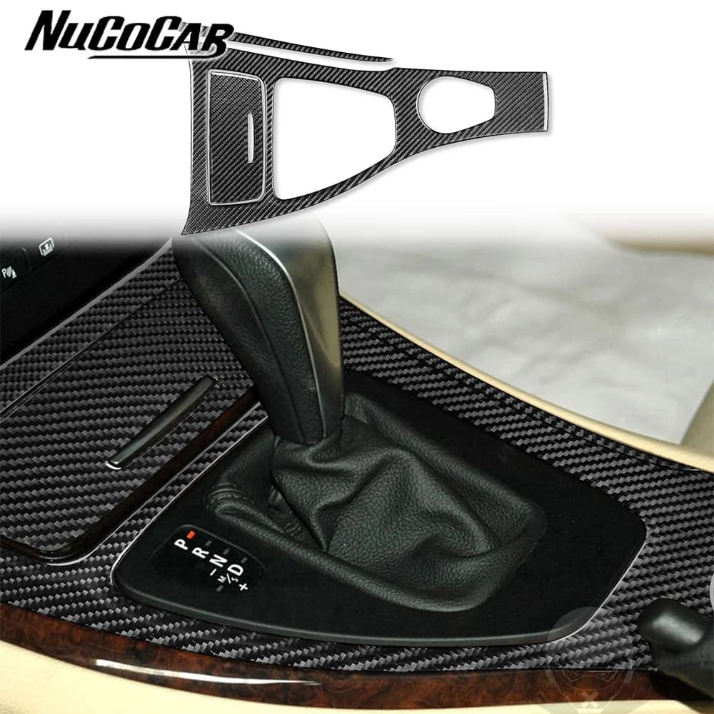For BMW 3 Series E90 2006-2008 Carbon Fiber Central Control Gear Shift Ashtray Panel Car Interior Accessories Decorative Sticker