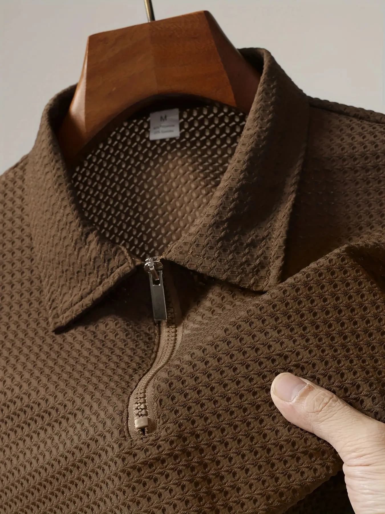 Men's POLO shirt casual breathable light comfortable home zipper solid color fashion shirt summer short sleeve