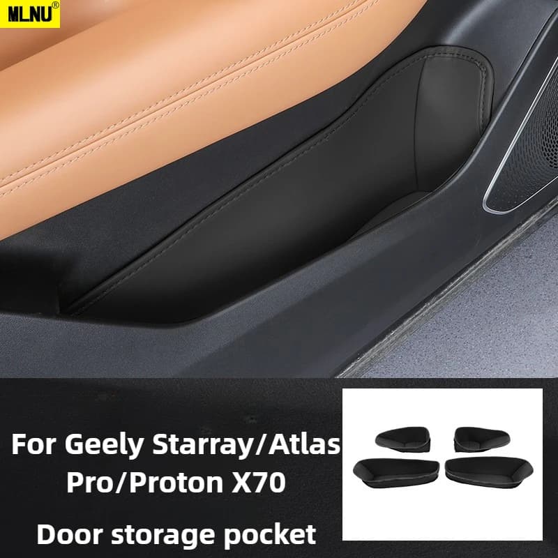 Car Door Storage Pocket For Geely Starray/Atlas Pro/Proton X70 Accessories 2024-2025 ,Leather/Scratch-Proof/Noise-Reduction