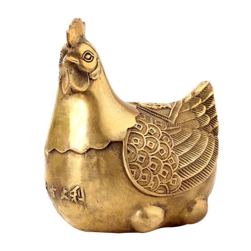 Cute Hen Statue Home Chick Decoration Sculpture Crafts Brass Art Sculpture Housewarming Christmas Gift
