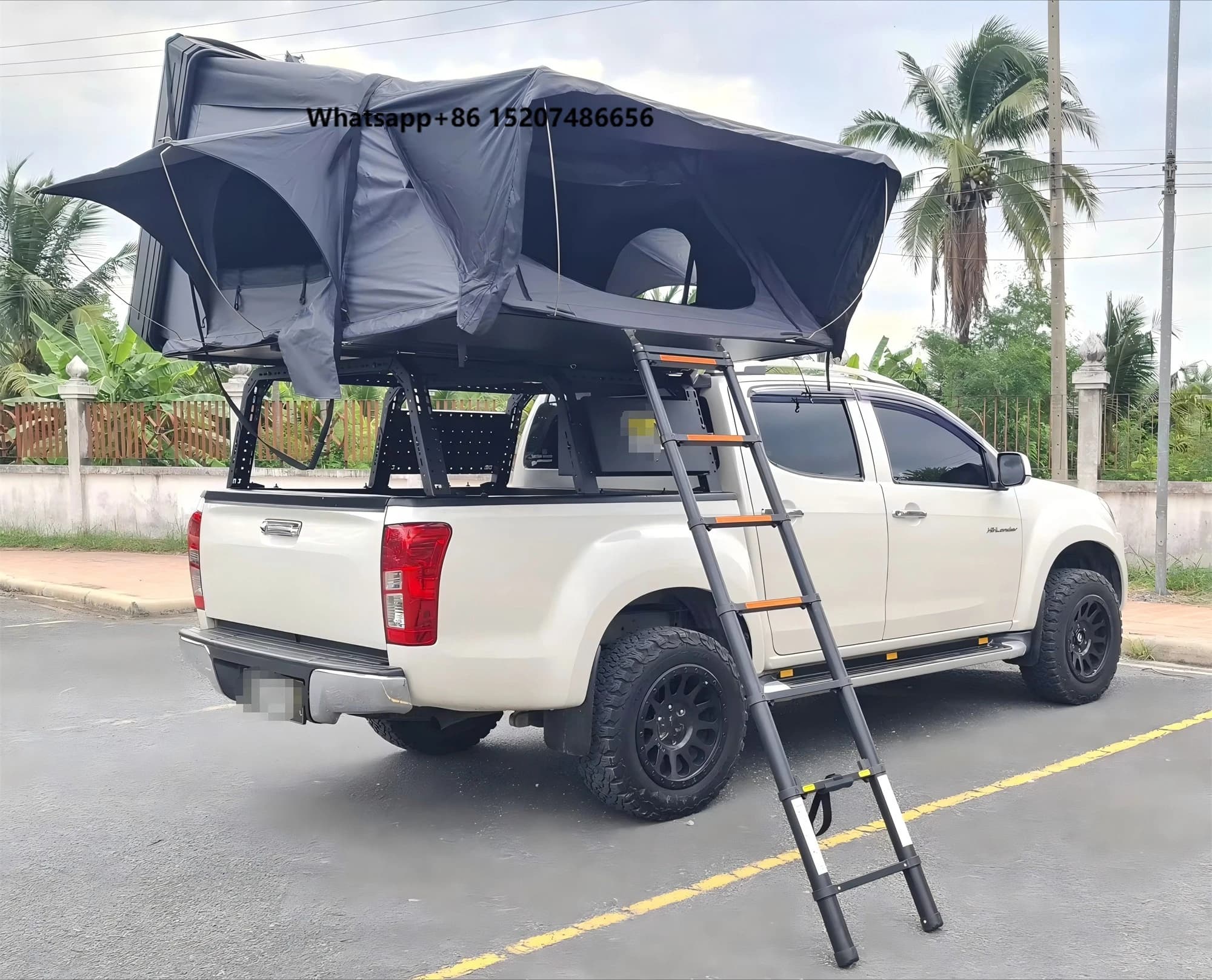 Offroad Rooftop Hardshell Car Top Roof Tent Car Top Tent High Quality Hard Shell 4*4 Car Roof Top Tent With Roof Rack, LED Light