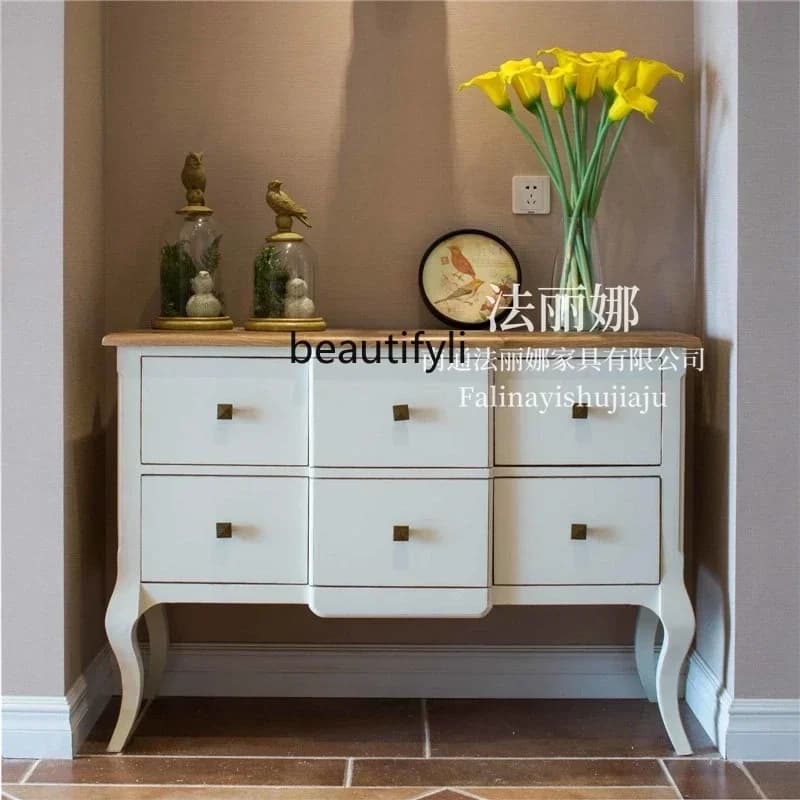 CC182French American light luxury entrance cabinet Solid wood aisle entrance foyer cabinet Stylish and simple decorative cabinet