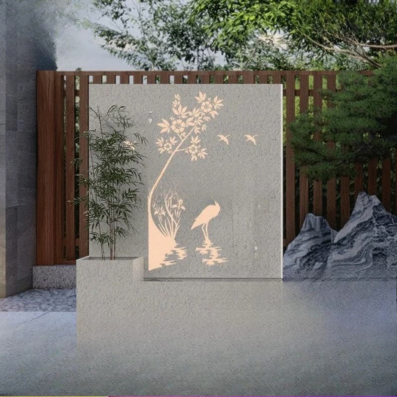 Garden indoor and outdoor decoration, running water curtain wall, stainless steel luminous water feature wall, landscape