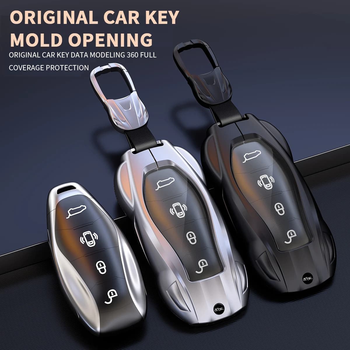 Zinc Alloy Key Fob Cover for Hongqi HS5/H6/EH7/H9/HS3/H5/HS7/E-HS9/HQ9, Silicone Metal Protective Case Shell with Keychain