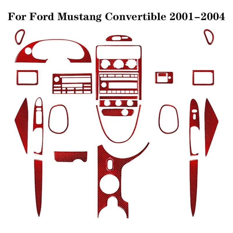 For Ford Mustang Convertible 2001 2002 2003 2004 Carbon Fiber Red Stickers Car Interior Decorative Accessories Various Parts