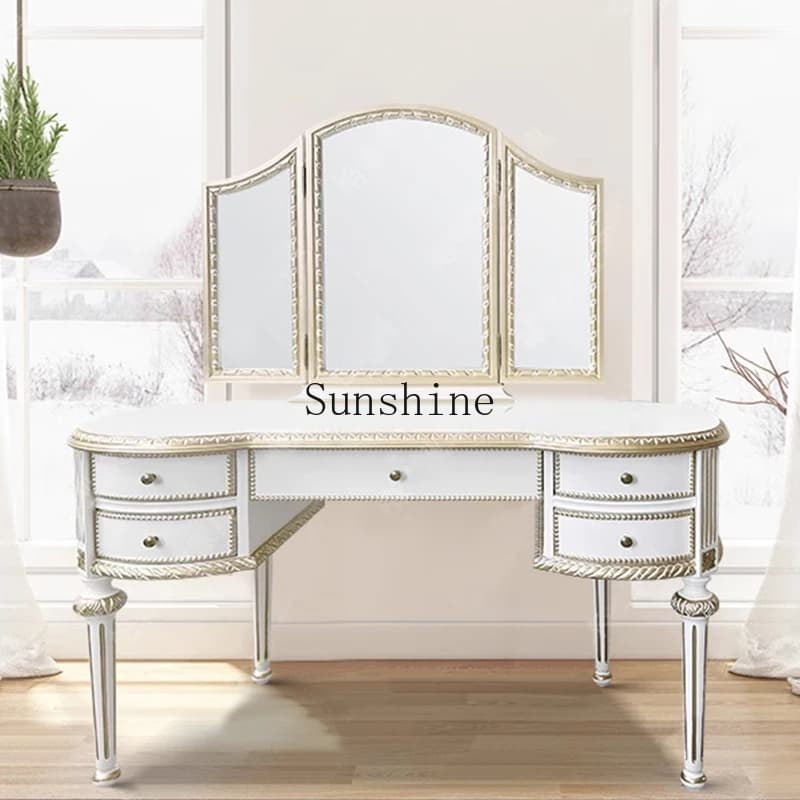 Light luxury dresser, bedroom solid wood high-end diamond-encrusted makeup table, combined French style multi-color optional