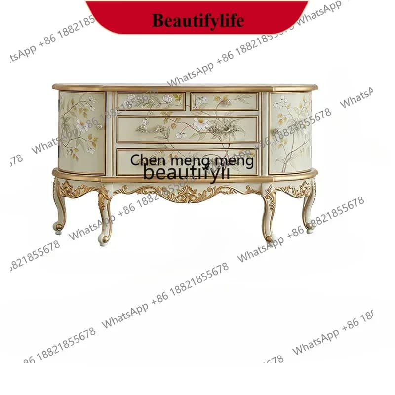 D178  Luxury Painted Solid Wood Entrance Cabinet European Modern Living Room Hallway Table New Design Furniture for Home Decor
