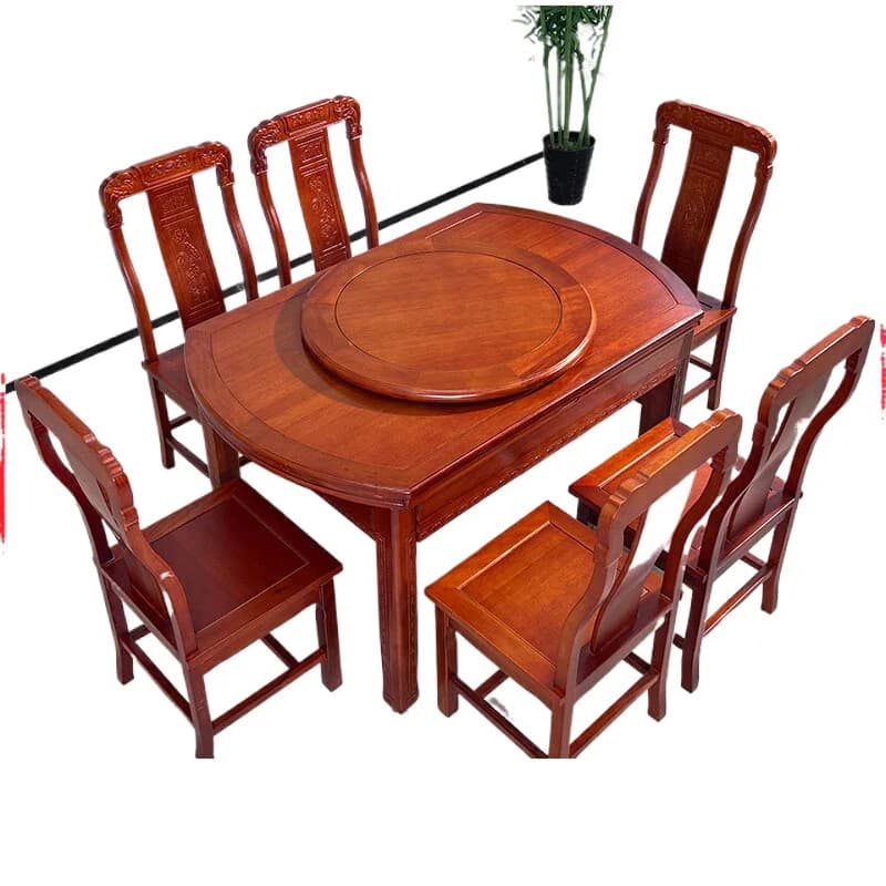 CX all solid wood, household Chinese engraved square and round dual-purpose folding, table