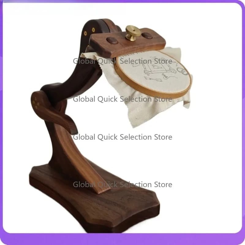 Adjustable Desktop Wooden Embroidery Hoop Sewing Tools Stand Multi-functional Desk-style Vintage Embroidery Stand Rotation