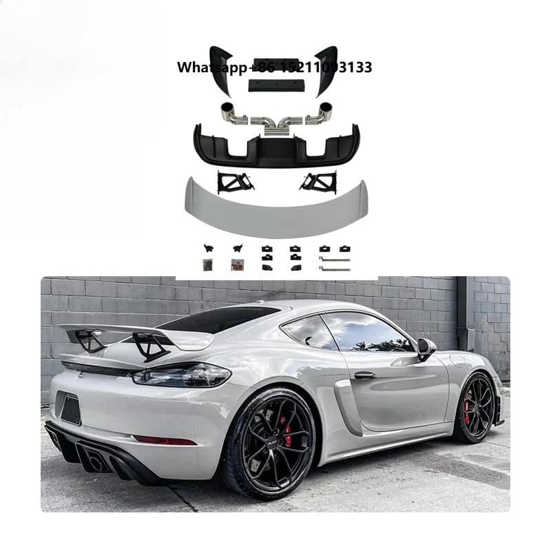 Car Front Lip Carbon Fiber Rear Diffuser 2016-2023 982 Bumper Upgrade to GT4RS Body Kits for 718 Cayman Boxster