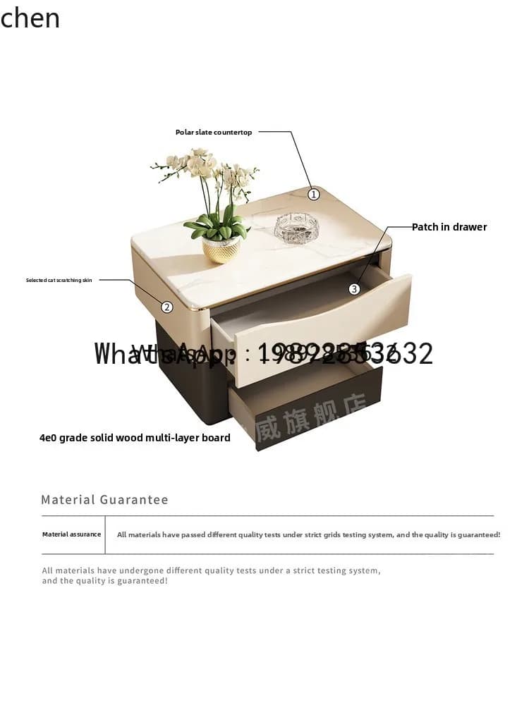 GZ Solid Wood Large Bedside Table High-End Bedroom Small Side Table home decoration accessories vintage home decor