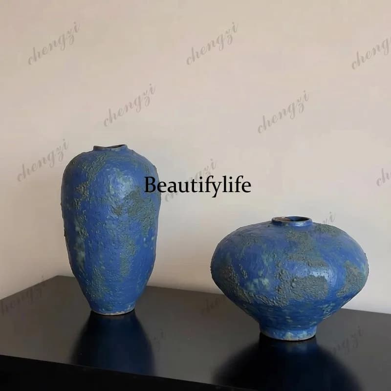 Wabi-sabi wind flower device retro, ceramic vase, living room flower arrangement decoration niche high-end ornament