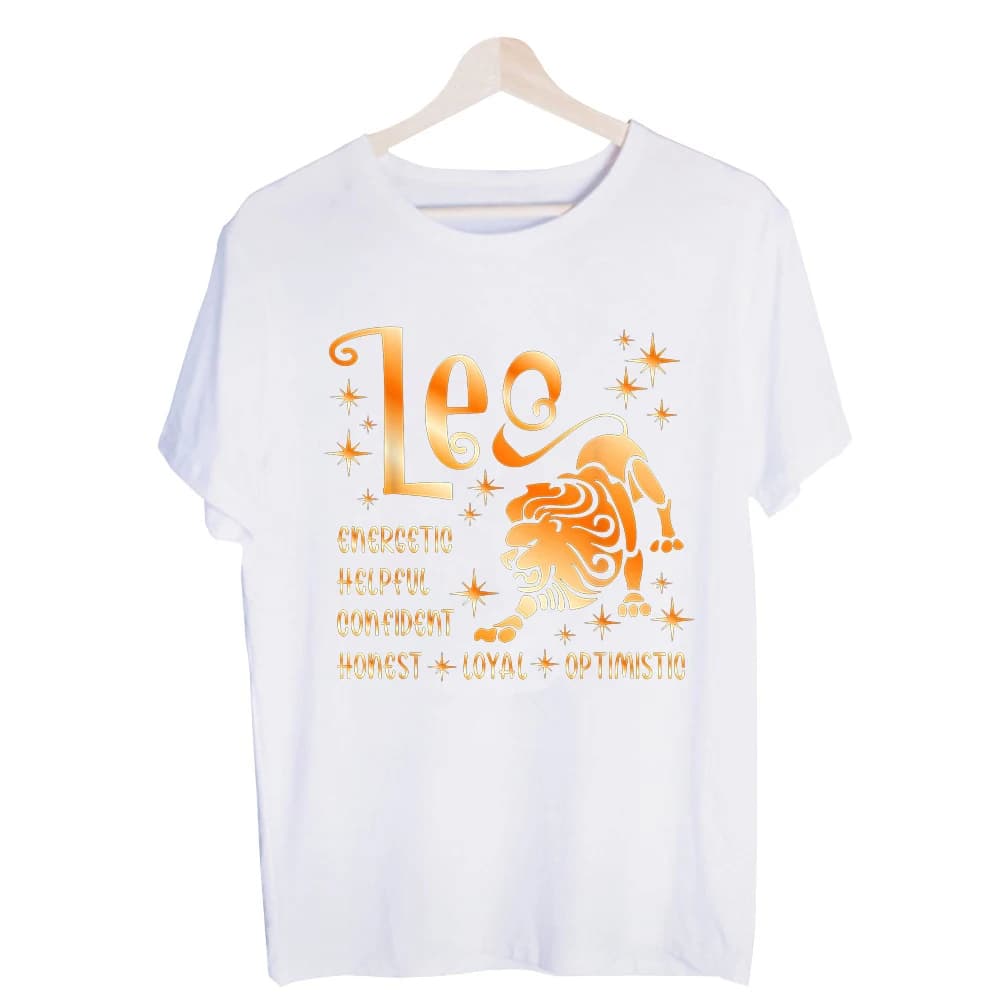 Men's Leo Zodiac Lion Graphic Tee, Short Sleeve Crew Neck T-Shirt for Casual Daily Wear and Horoscope Enthusiasts