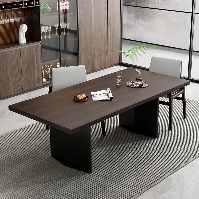 high-end new dining table minimalist restaurant household smoked wood simple eating table