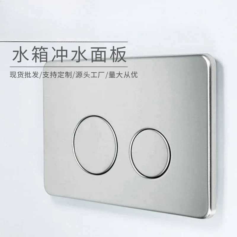 Stainless steel brushed round panel hidden wall-mounted toilet water outlet metal double button