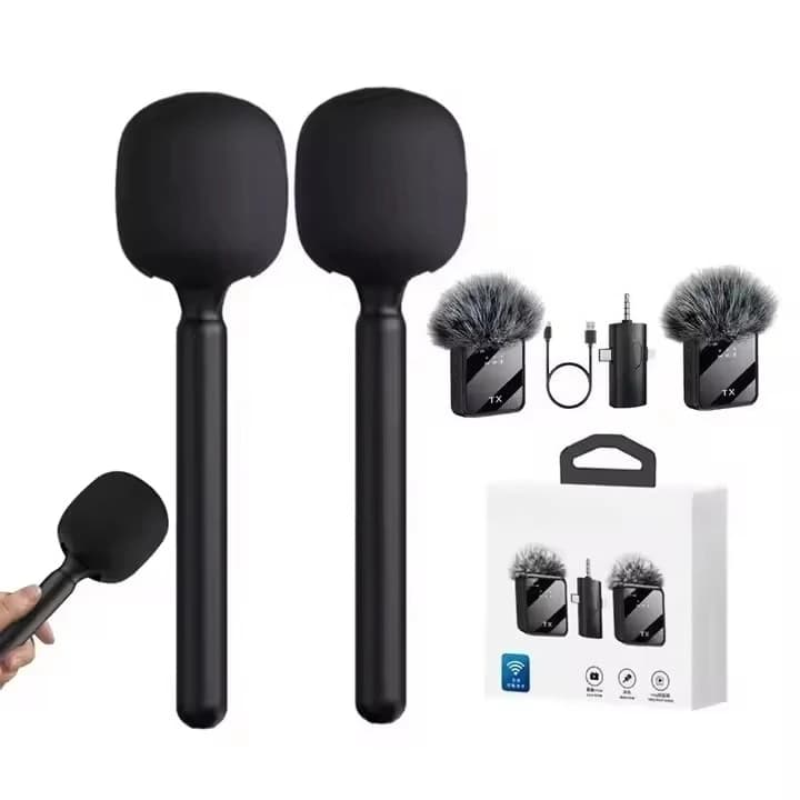 Wireless microphone connector 3-in-1 wireless collar microphone for mobile street interviews