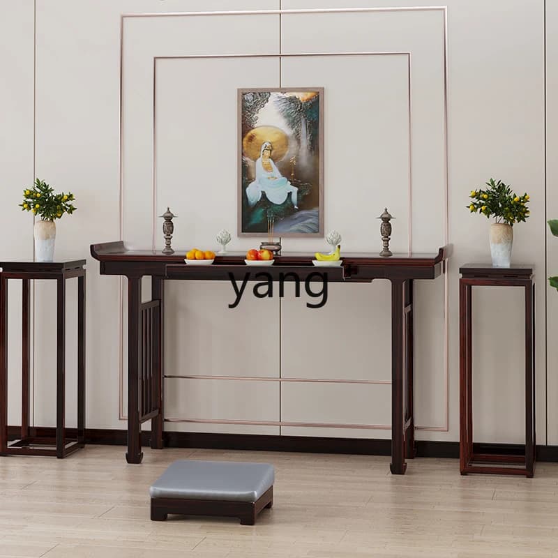 lm  solid wood offering table incense case household Zhongtang strip case ebony wood entrance offering warped head Buddhist hall