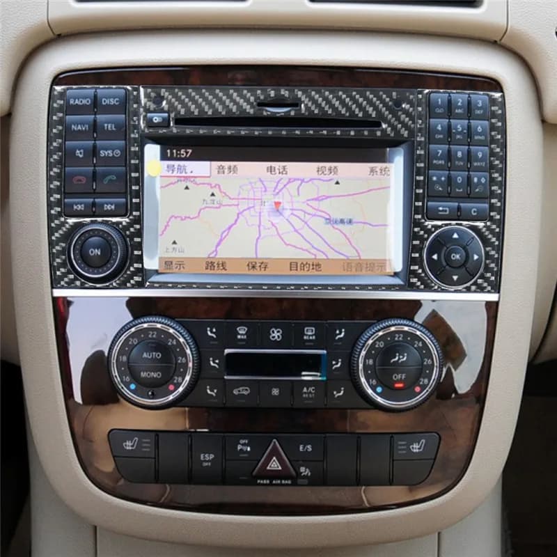 Carbon Fiber Car Center Console CD Player Radio Frame Trim Sticker For Mercedes R-Class 2009-2012 Interior Accessories