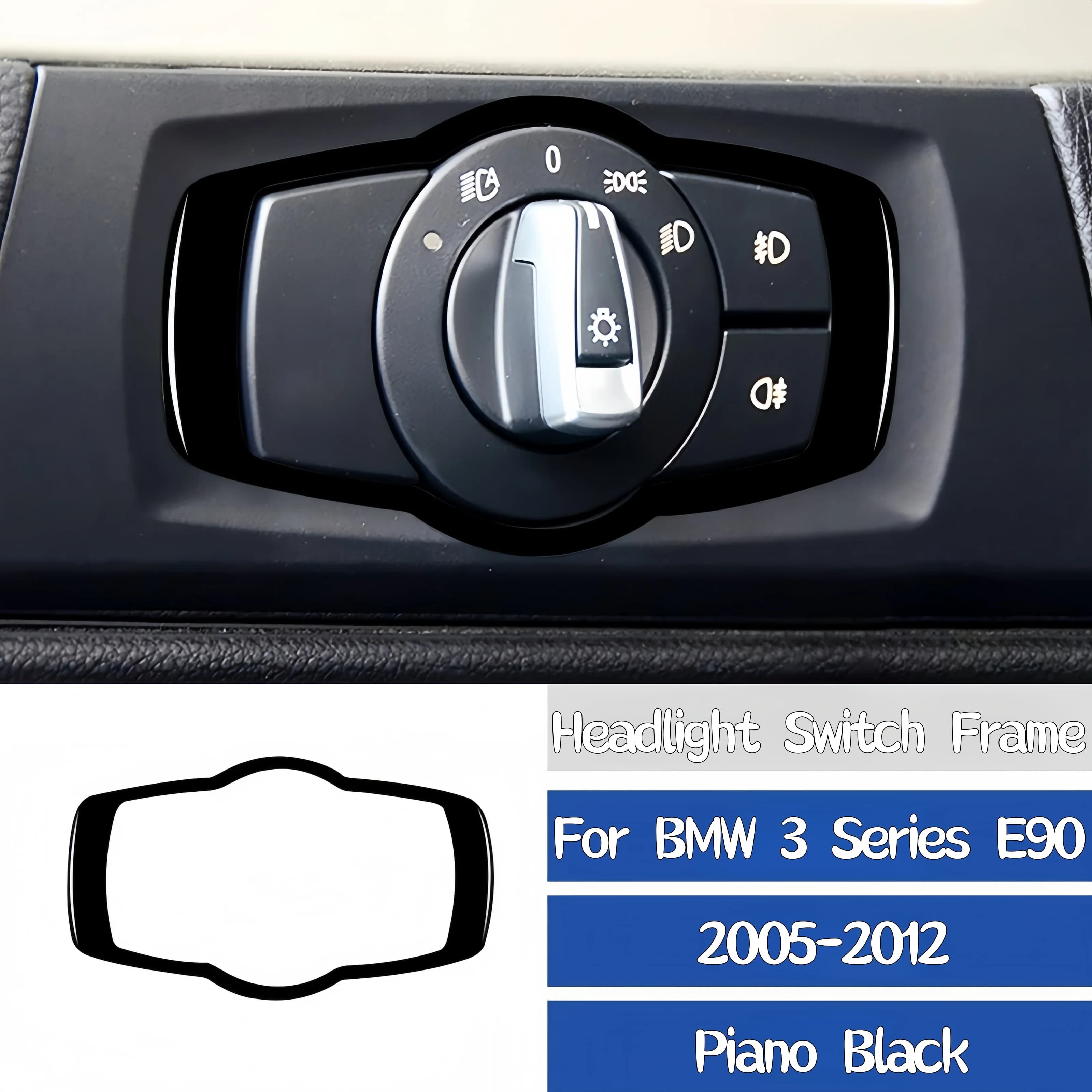 For BMW E90 2005-2012 Car Interior Accessories Piano Black Auto Headlight Switch Button Frame Trim Cover Decoration Sticker