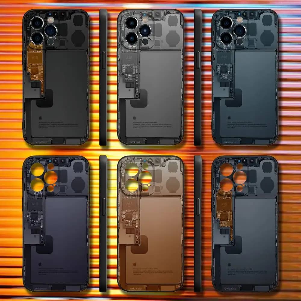 A18 Processor Motherboard Phone Case For iPhone 17,16,15,14,13,12,11,Pro,Max,Plus,X,XS,SE4,E,Mini,Soft Black Case