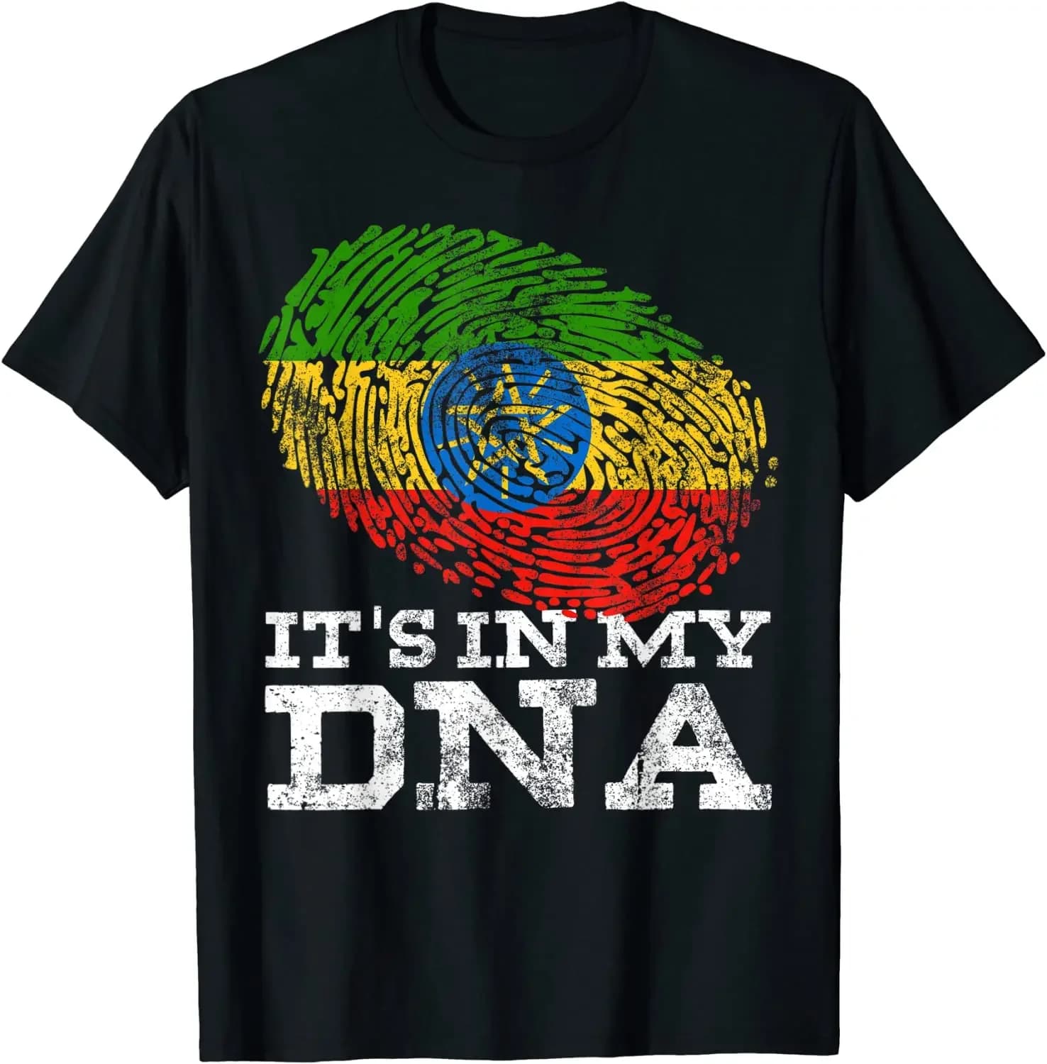 It's In My DNA Ethiopian Horn of Africa Ethiopia Flag Men T-Shirt Short Sleeve Casual Cotton O-Neck Summer T Shirt