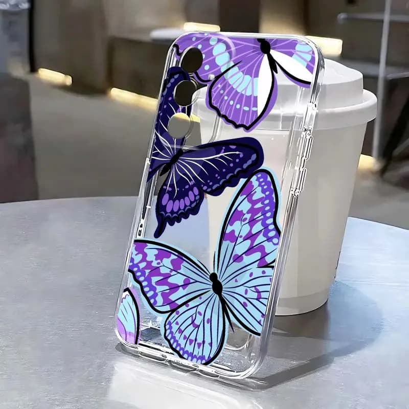 Purple Butterfly Flower Art For Samsung A56 A42 A36 A35 A34 A23 A16 A15 A05 A04 A03 Note 20 5G Translucent Phone Case