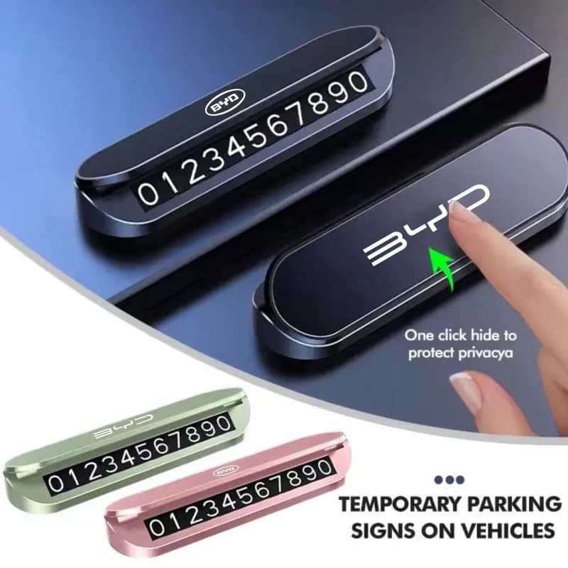 Hideable Car Temporary Parking Card Luminous Phone Number Plate For BYD Atto 3 Yuan Plus Song Plus Seal Dolphin Sealion Accessor