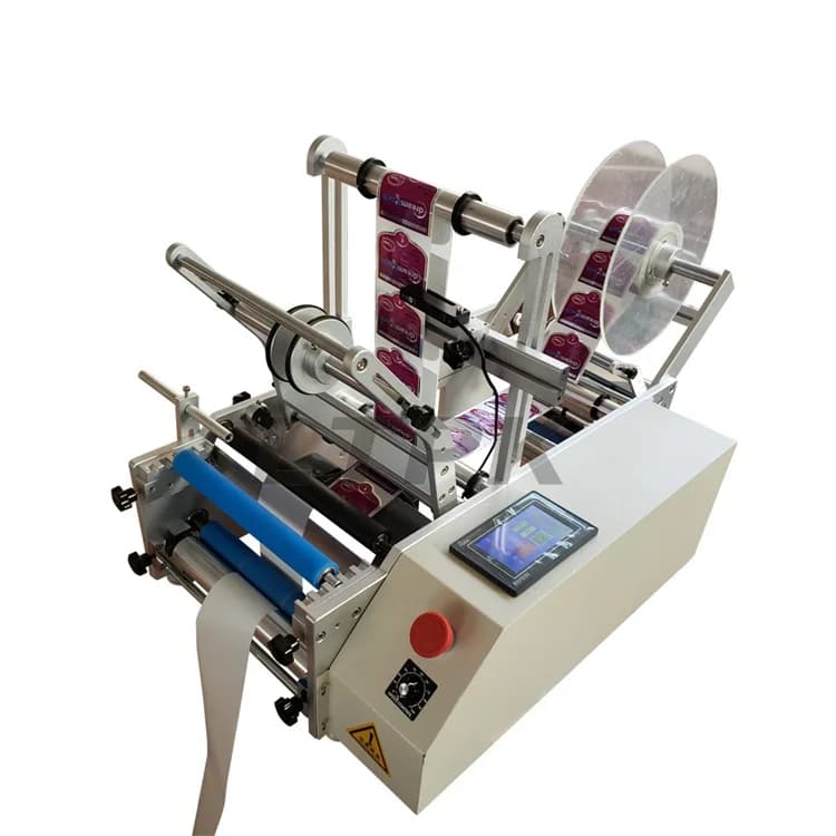 LT-190 Semi Automatic Round Wine Double Side Sticker Bottle Labeling Machine