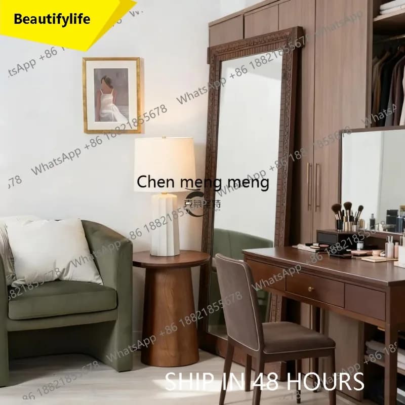 A17 American retro full-length mirror bedroom living room home medieval full-body floor mirror clothing store