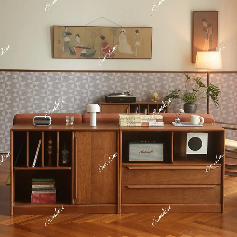 Solid wood multi-functional simple storage tea cabinet