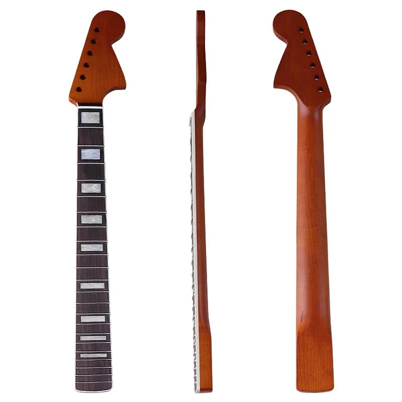 String long neck down electric guitar, handle instrument with