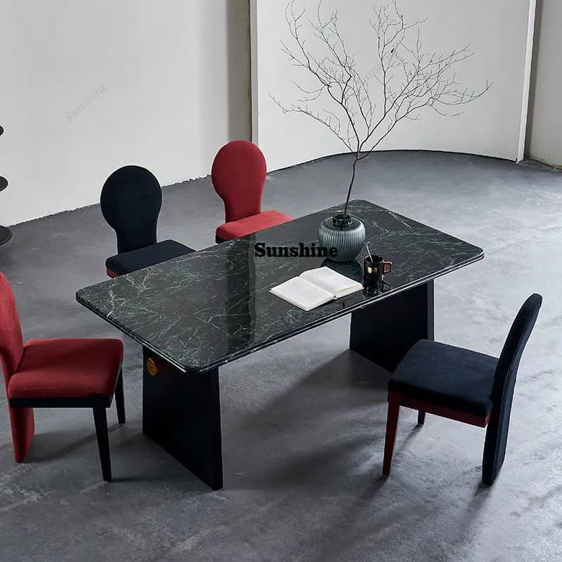 Italian high-end natural marble dining table, villa dining table