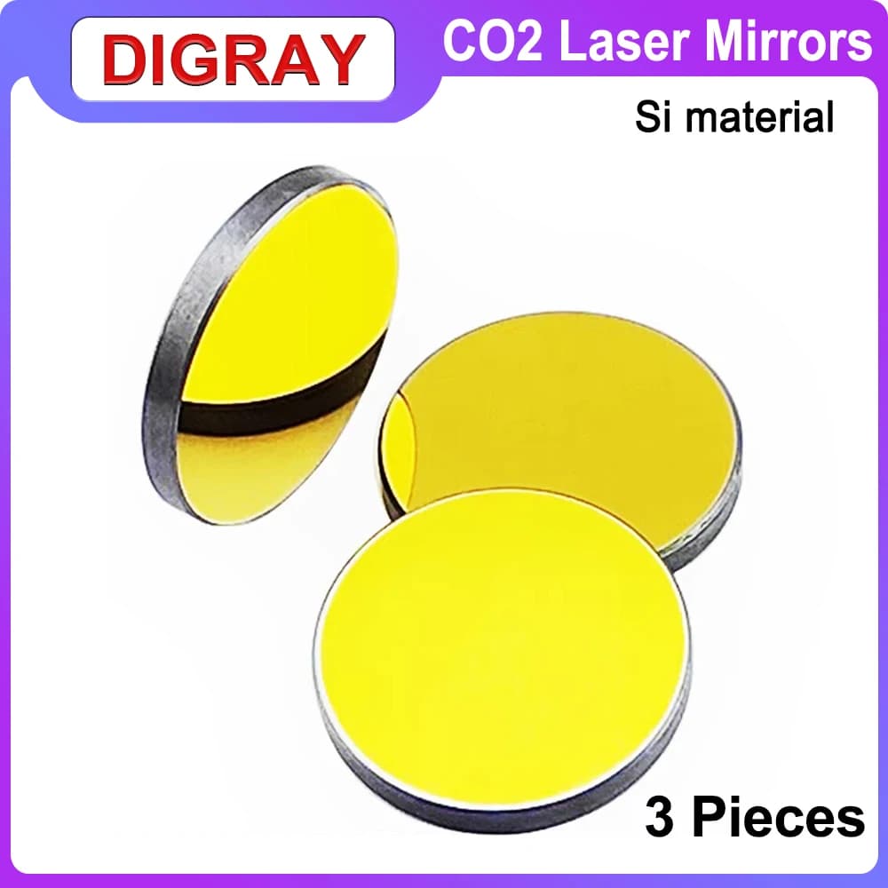 DIGRAY Co2 Laser Si Reflective Mirrors for Laser Engraver Gold-Plated Silicon Reflector Lenses Dia. 20mm 25mm 30mm
