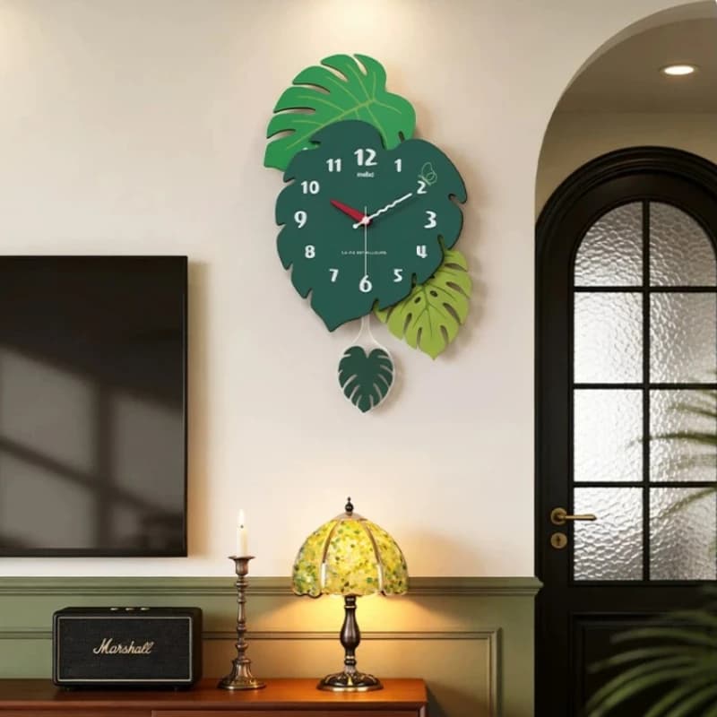 Creativity Bamboo Wall Clock Fashion Living Room Sway Clock Simple Restaurant Mute Wall Watch Luxury Quartz Clock Home Decor