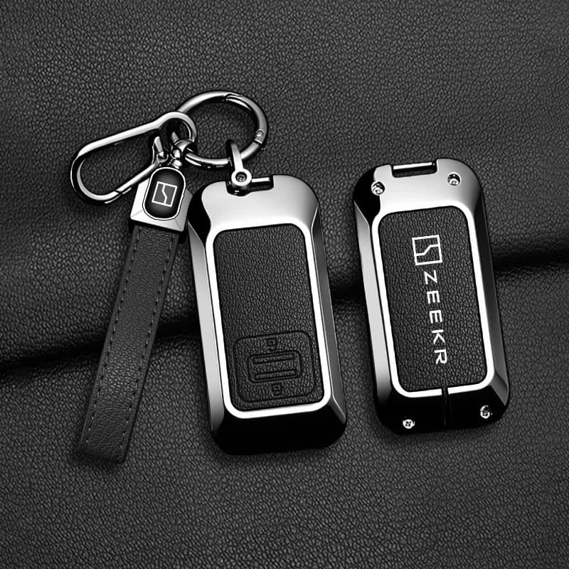 Key Case Cover for ZEEKR 001 9X 2026, Zinc Alloy Remote Fob Protective Shell with Holder Chain, Car Interior Accessories