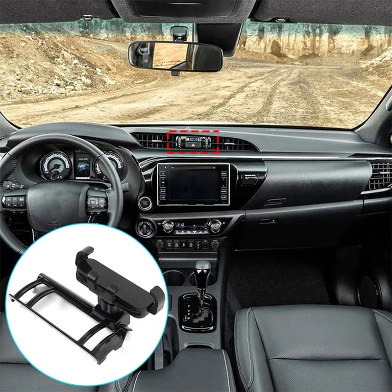For Toyota Hilux 2017-2023 ABS Black Car Car Phone Mount Holder Mobile navigation bracket decoration Interior Car Accessories