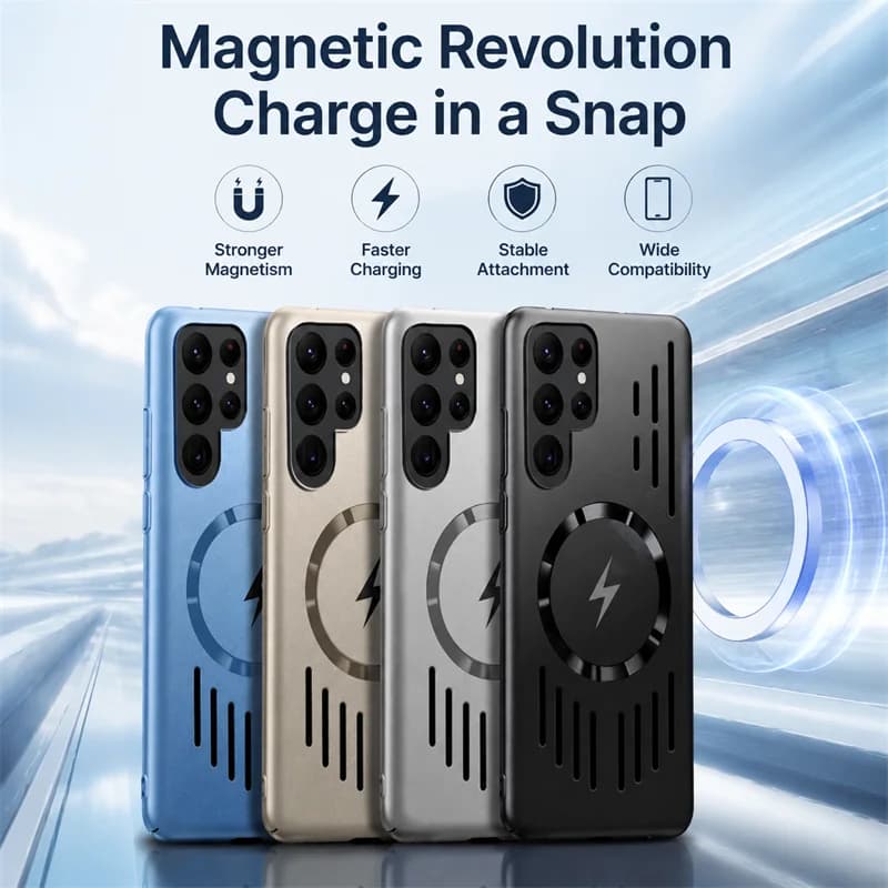 Heat Dissipation Hard Cases for Samsung S23 FE Plus Ultra S23FE S23Plus S23Ultra 5G Frosted Magnetic Cover Shockproof Tough Bags