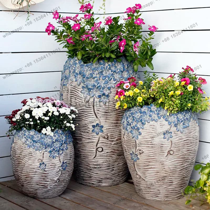 Flower pot outdoor creative personality succulent coarse pottery garden courtyard pottery  terrace balcony decoration ornament