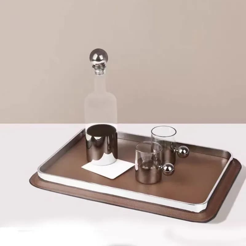 Simple modern light luxury rectangular edge tray living room dining room desktop decoration ornament