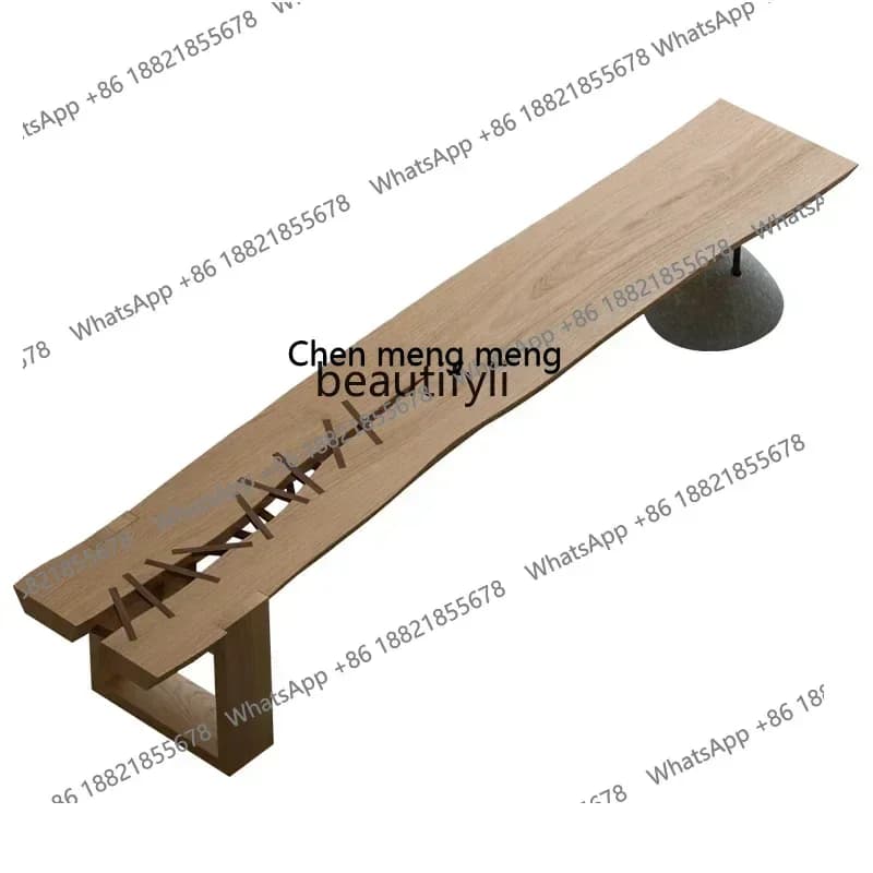 D178   Nordic solid wood bench TV cabinet log color wabi wind villa living room designer creative video cabinet