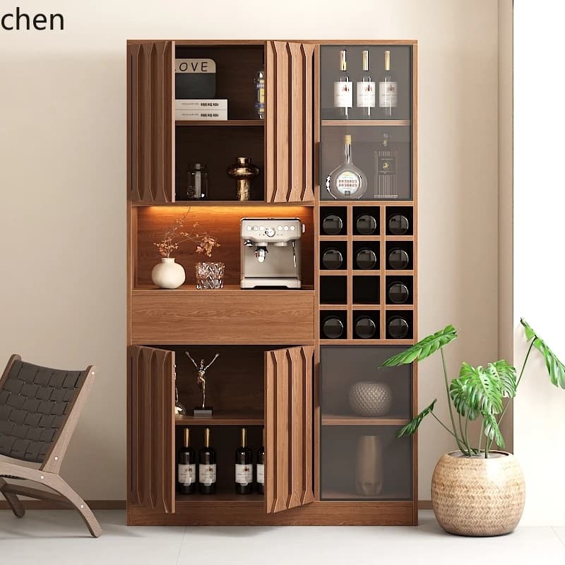 ZML home living room shows the new wall integrated partition cabinet solid wood retro style light luxury shelf