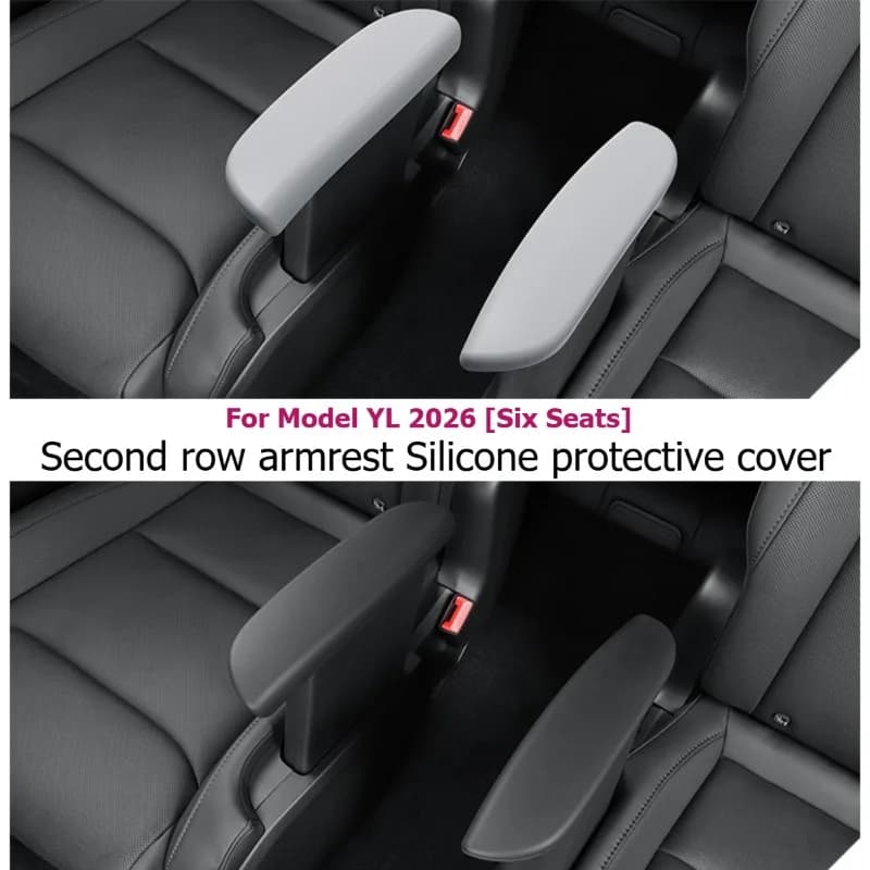 Second Row Armrest Protective Cover  Elbow Support Anti‑Dirt Anti‑Scratch Handrail Silicone Shell For Tesla Model YL 6‑Seat