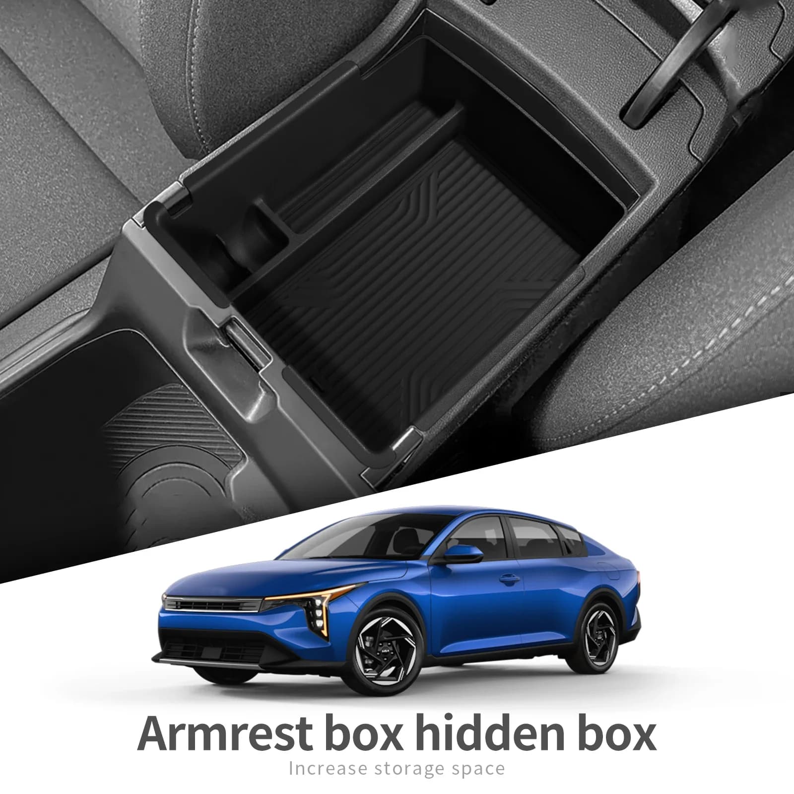 For Kia K4 2025 Center Console Armrest Storage Box Central Tray Organizer Car Interior Accessories Black