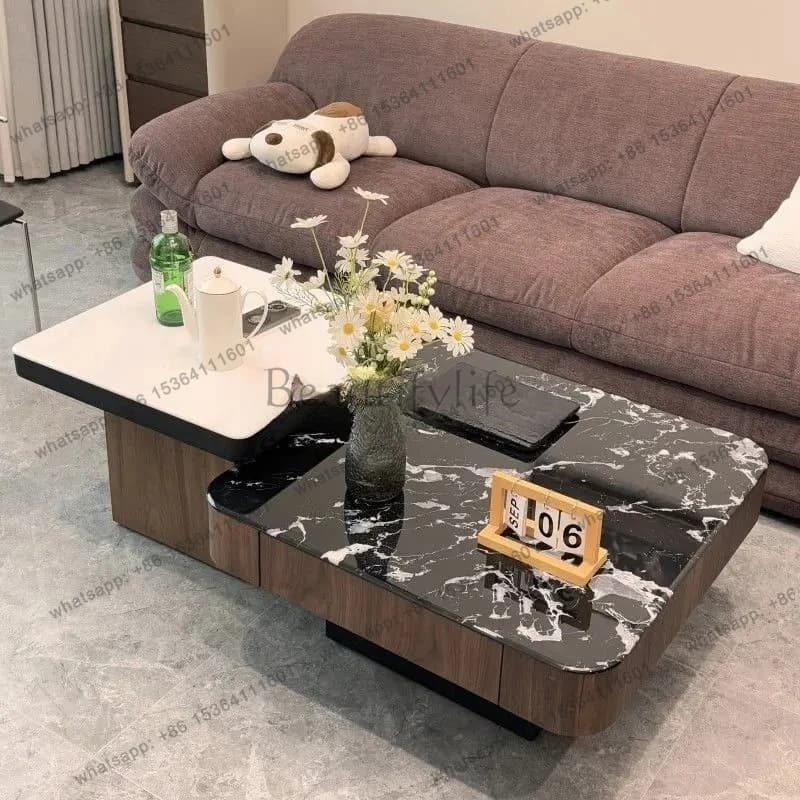 new coffee table combination supercrystalline stone square small apartment living room coffee table high-end light luxury