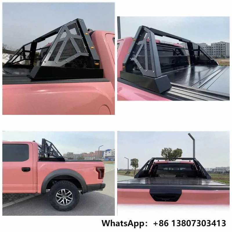 Black Iron Universal 4x4 Pickup Truck Sport Roll Bar for Dodge Ram 1500 Ford F-150 Ranger Toyota Hilux Chevrolet - Roof Protecti
